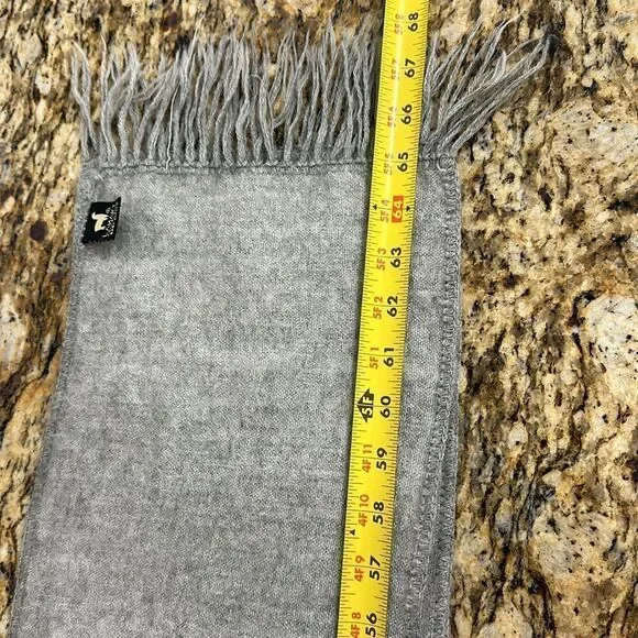 Lanart Collection Baby Alpaca Fringe Trim Gray Scarf - Picture 5 of 6